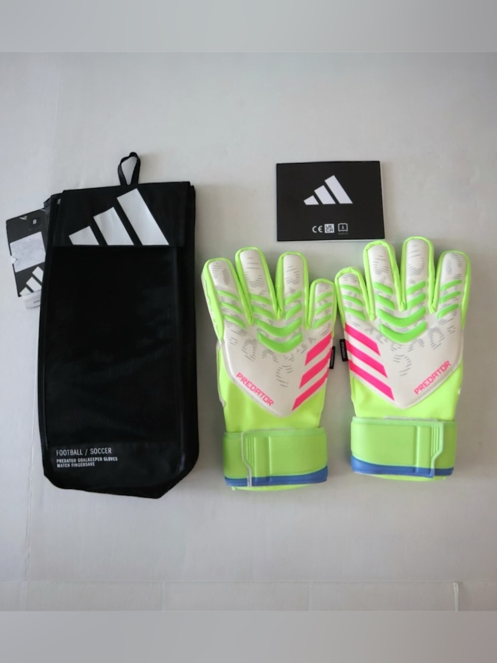 adidas Predator Match Soccer GK Goalkeeper Gloves in Neon Yellow, White & Pink